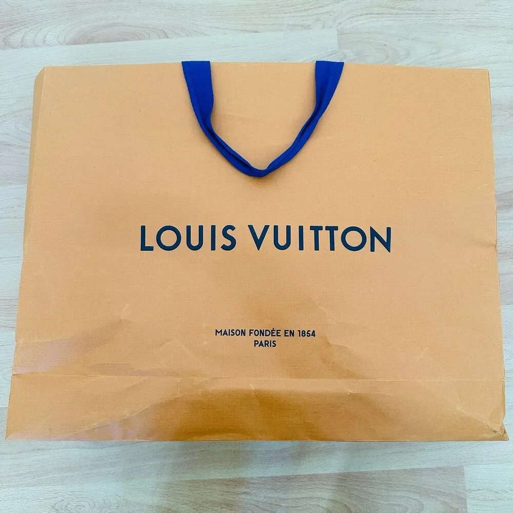 LV Louis Vuitton Paper Shopping Bag - orange large, 18.75